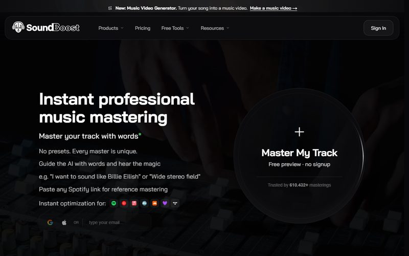 SoundBoost.ai landing page