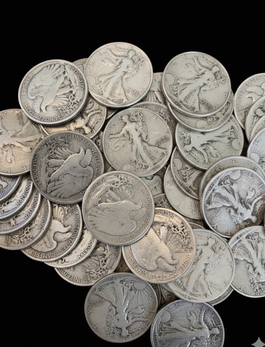 Close-up of 90% silver coins