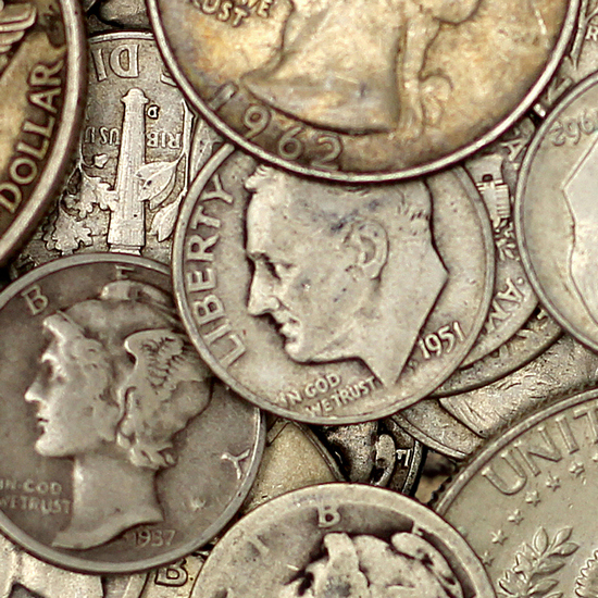 Silver coin close-up