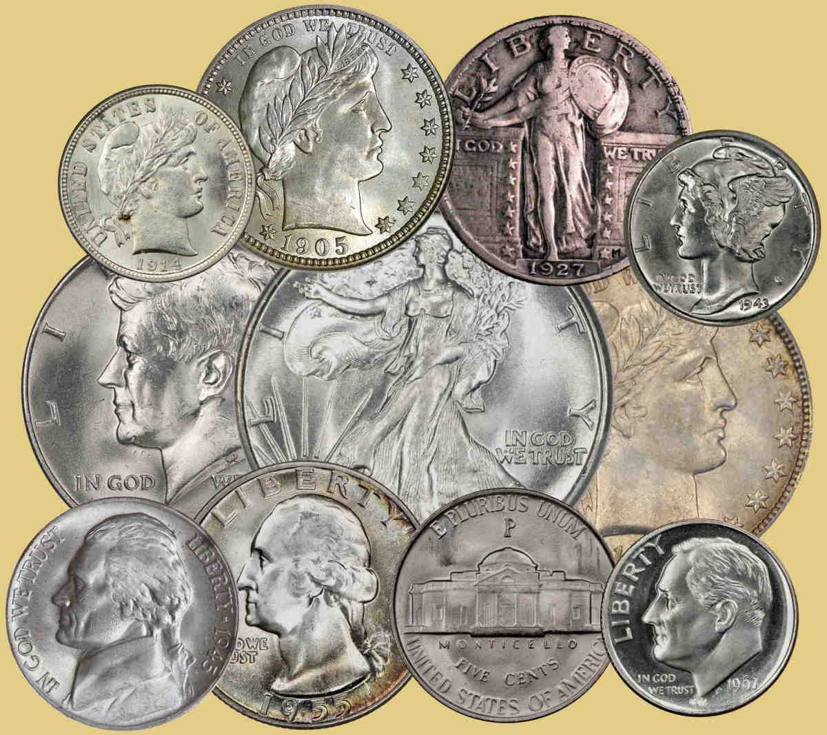 US junk silver coins montage